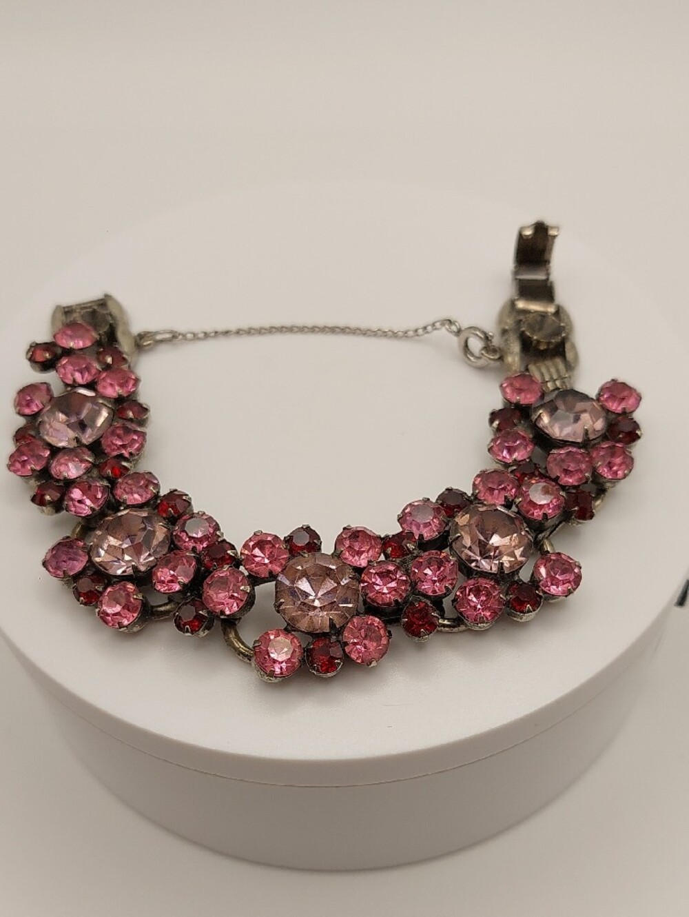 DeLizza & Elster JULIANA Pinks & Reds Crystal Cluster Bracelet - Women Jewelry - Picture 6 of 11